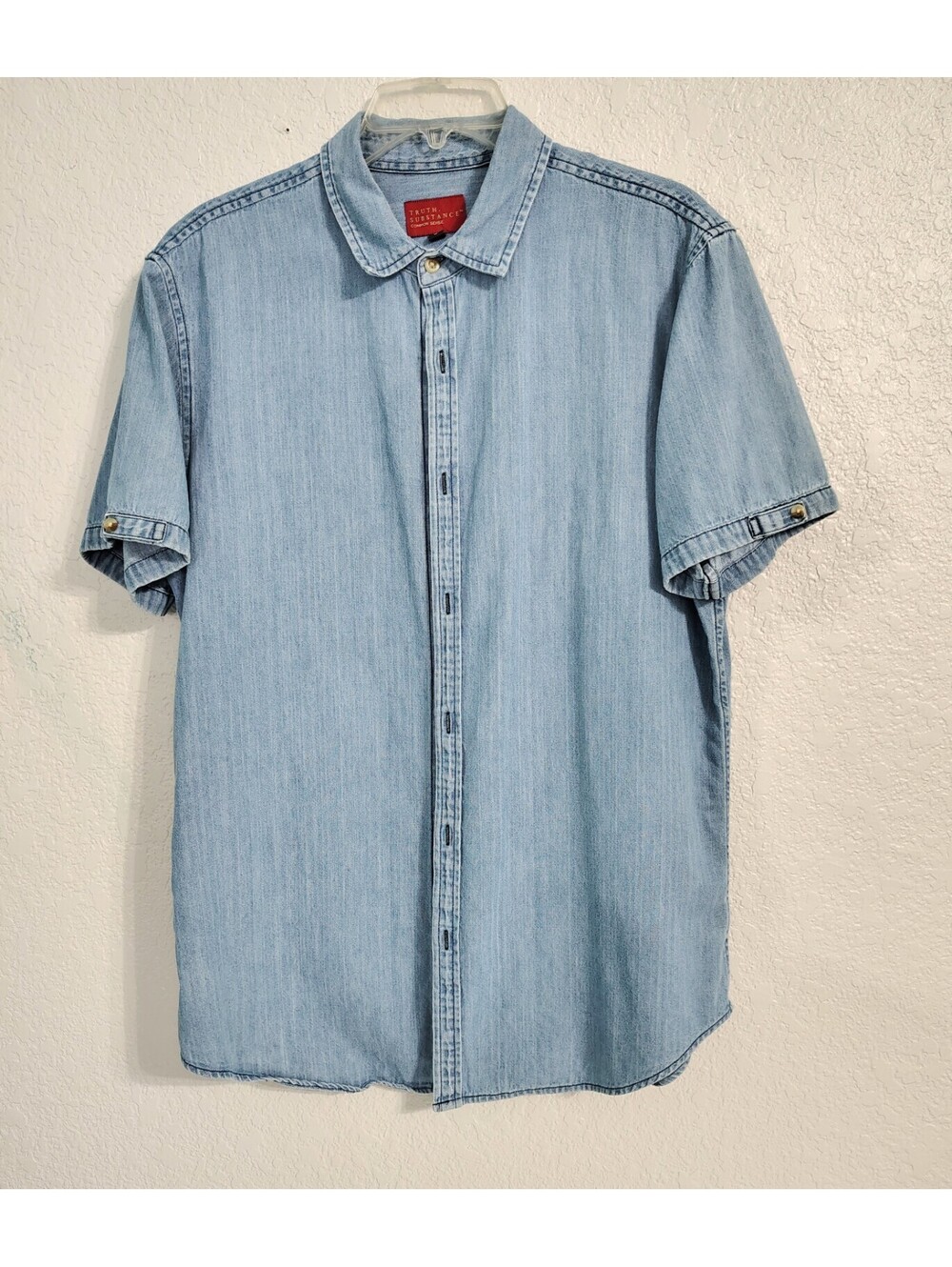 Truth Substance Common Sense Men's Short Sleeve Chambray Shirt Size L, UGC